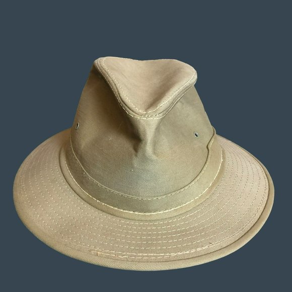 Men's HatQuarters USA by Henschel Canvas Fedora Hat Khaki Durable Waterproof - Picture 2 of 7